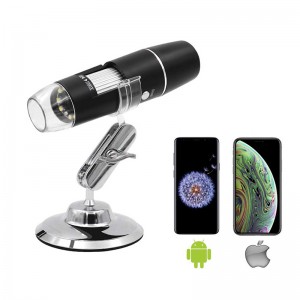 Drahtloses Digitalmikroskop 50X bis 1000X, Endoskopkamera mit 8 LED-Vergrößerungen, Tragetasche und Metallständer, kompatibel für Android Windows 7 8 10 Linux Mac