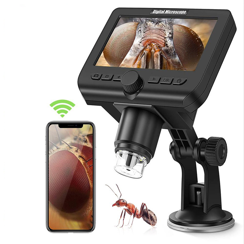 Wireless Digital Microscope 1000X Vergrößerungen mit 4,3-Zoll-Bildschirm 8 LED-Leuchten für iPhone Android Windows Kids Student und Adult Kits
