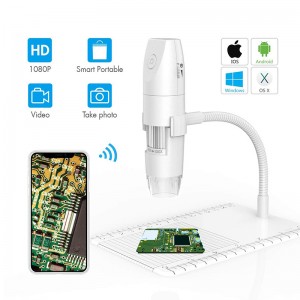 WiFi-Mikroskop 50X bis 1000X Wireless Digital-Mikroskop, flexibler Arm-Beobachtungsstand mit 1080P HD 2.0 MP 8 LED-Kamera, Mini-Handmikroskop für Android iOS PC